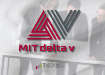 Cover image showcasing the modern MIT delta v Accelerator logo with dynamic startup-themed graphics symbolizing innovation and entrepreneurship at MIT.