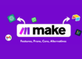 Cover image for Make.com review, featuring the Make logo and visual automation elements representing workflow building.
