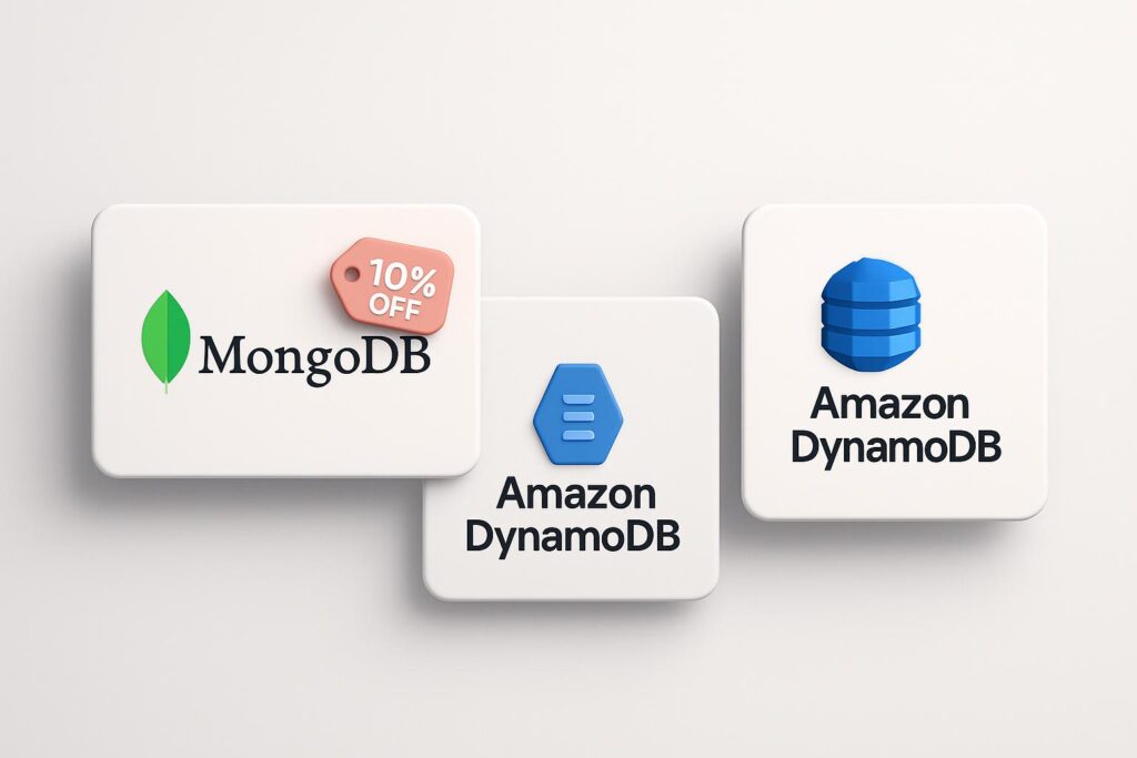 Comparison chart of MongoDB vs top alternatives (e.g., Amazon DynamoDB, Google Firestore (Firebase)), highlighting the benefits of using XRaise to claim the MongoDB startup promo code