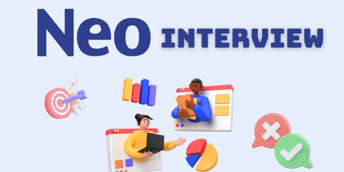 Minimalist illustration representing a founder preparing for a NEO Accelerator Interview — laptops open, notes on the desk, focused atmosphere