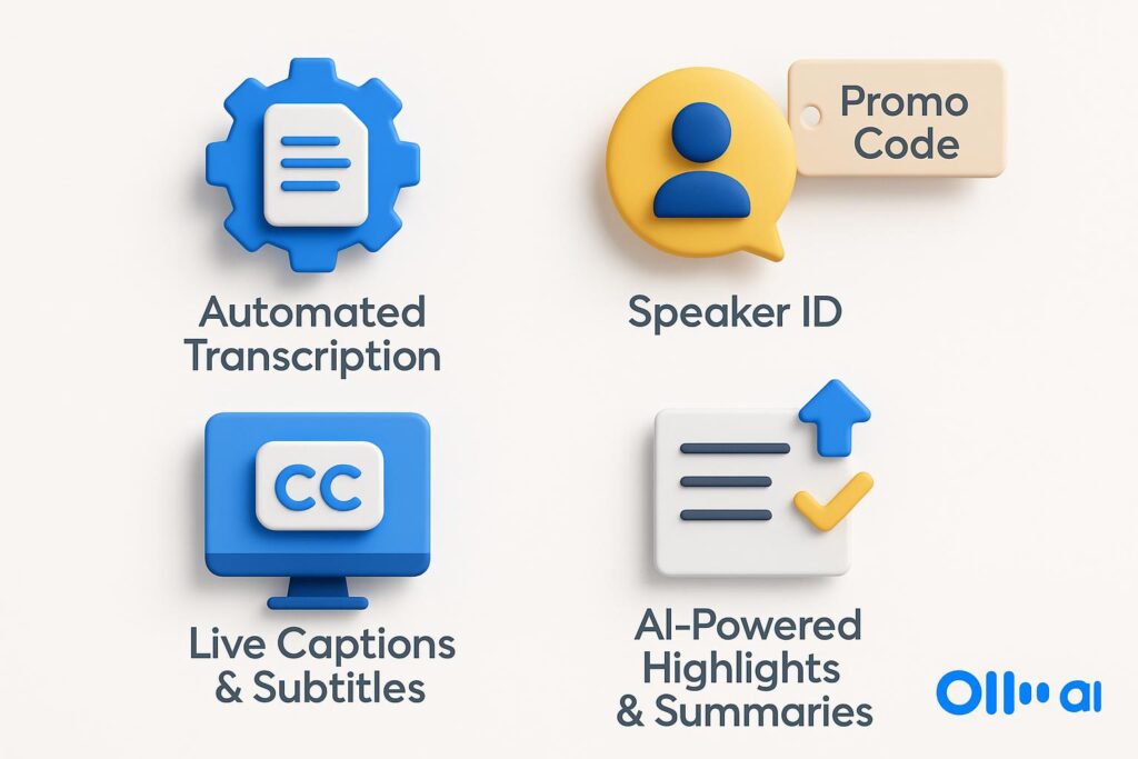 Visual breakdown of Otter.ai key feature with a caption promoting the available startup discount through XRaise