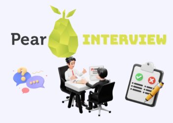 Minimalist illustration representing a founder preparing for a PearX Accelerator Interview — laptops open, notes on the desk, focused atmosphere