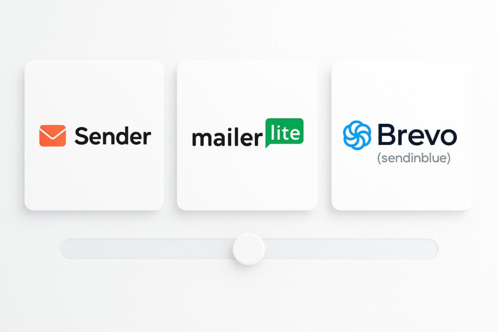 Comparison chart or visual highlighting alternatives to Sender, evaluating competing tools based on features, price, and usability for startups.
