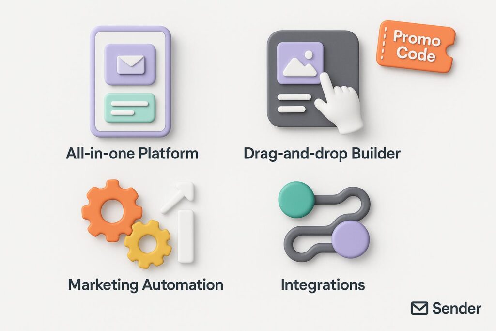Visual breakdown of Sender key feature with a caption promoting the available startup discount through XRaise
