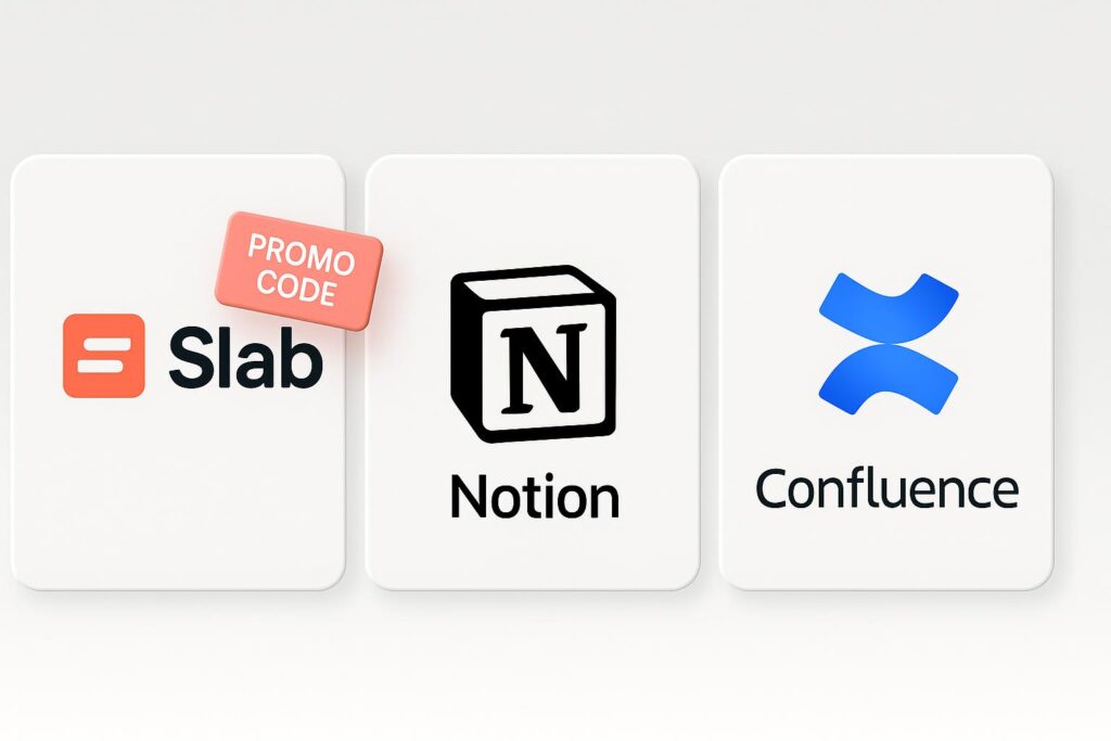 Comparison chart of Slab vs top alternatives (e.g., Notion, Confluence), highlighting the benefits of using XRaise to claim the Slab startup promo code