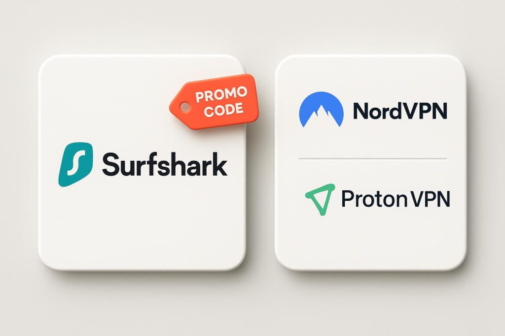 Comparison chart of Surfshark vs top alternatives (e.g., NordVPN, Proton VPN), highlighting the benefits of using XRaise to claim the Surfshark startup promo code