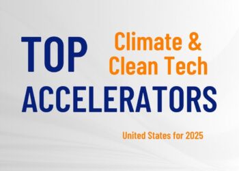 cover image for top 20 U.S. climate and clean tech accelerators in 2025 offering funding, pilots, and expert support for early-stage startups.