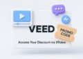 Illustrated cover image featuring the Veed logo and interface, highlighting the exclusive startup promo code available via XRaise