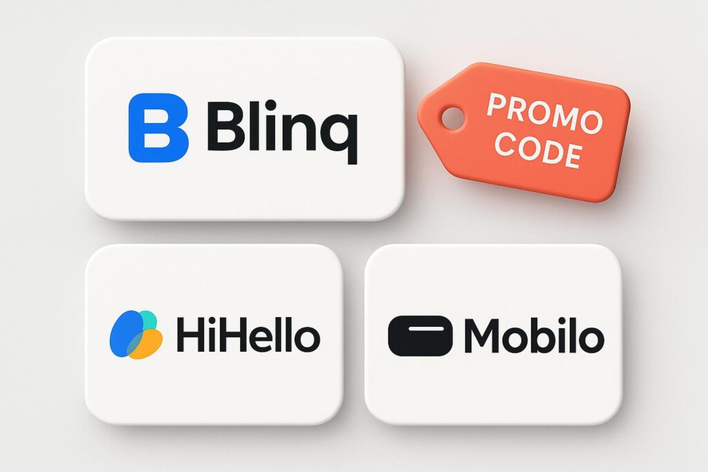 Comparison chart of Blinq vs top alternatives (e.g., HiHello, Mobilo), highlighting the benefits of using XRaise to claim the Blinq startup promo code