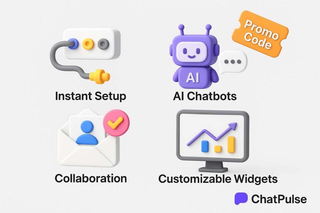 Visual breakdown of ChatPulse key feature with a caption promoting the available startup discount through XRaise