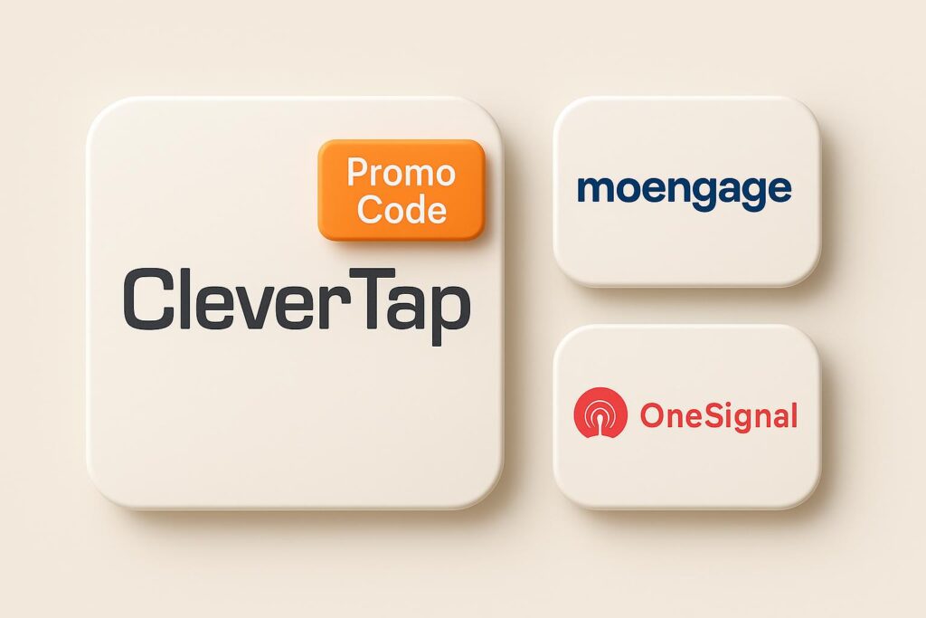 Comparison chart of CleverTap vs top alternatives (e.g., MoEngage, OneSignal), highlighting the benefits of using XRaise to claim the CleverTap startup promo code