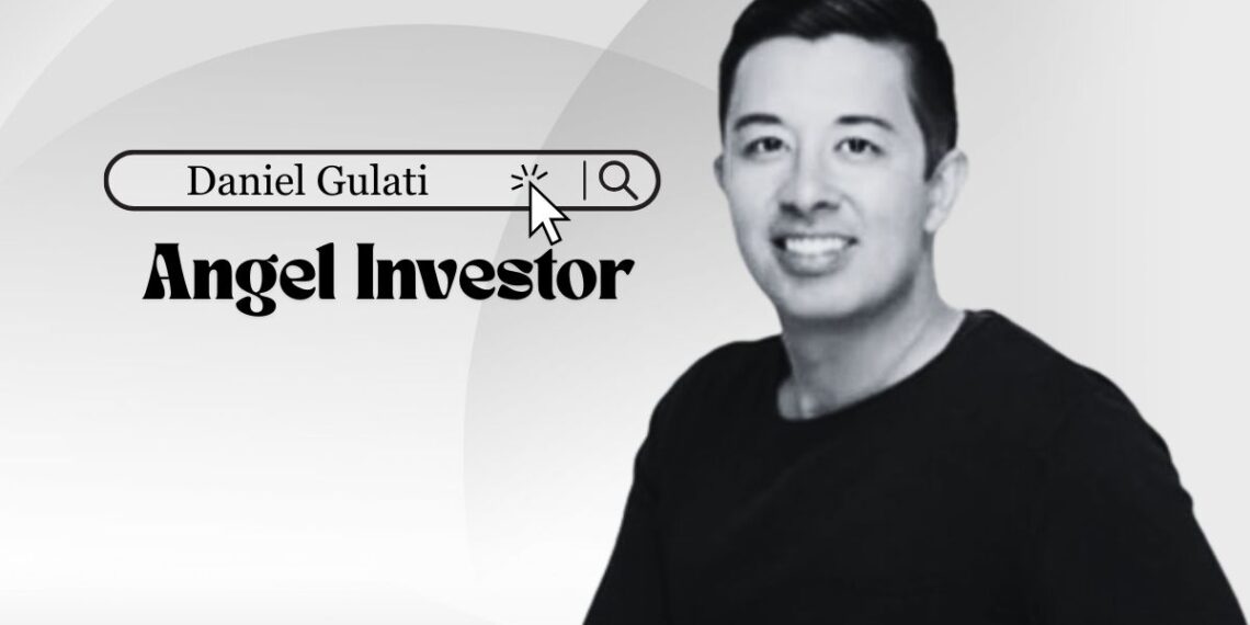 Portrait of angel investor Daniel Gulati with text overlay highlighting GTM strategy and early-stage SaaS investing focus