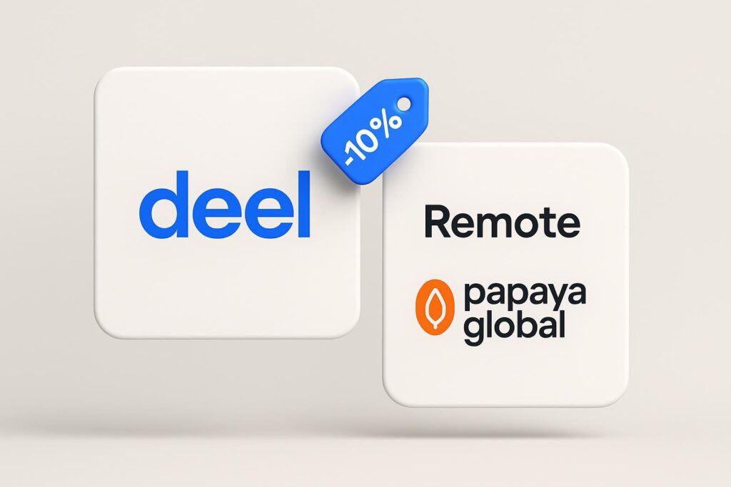 Comparison chart of Deel vs top alternatives (e.g., Remote.com, Papaya Global), highlighting the benefits of using XRaise to claim the Deel startup promo code