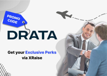 Drata promo code – XRaise exclusive startup perk banner with professional handshake symbolizing trust and compliance.