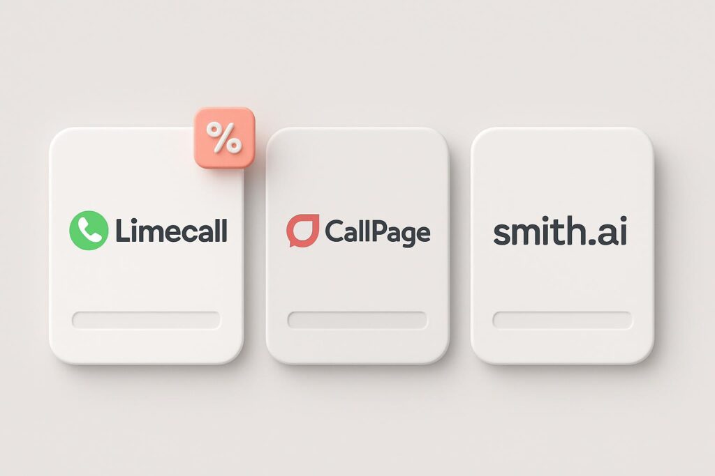 Comparison chart of Limecall vs top alternatives (e.g., CallPage, Smith.ai), highlighting the benefits of using XRaise to claim the Limecall startup promo code