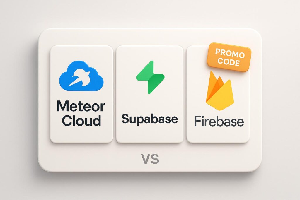 Comparison chart of MeteorCloud vs top alternatives (e.g., Supabase, Firebase), highlighting the benefits of using XRaise to claim the MeteorCloud startup promo code