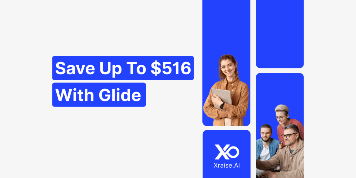 Glide promo code banner showing founders saving with Glide