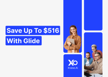 Glide promo code banner showing founders saving with Glide