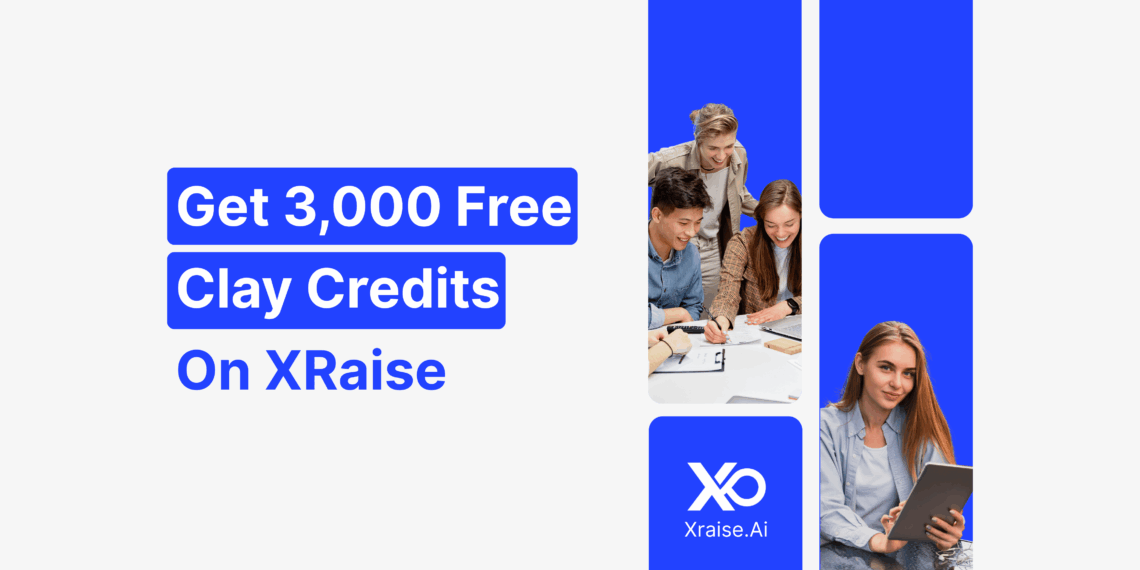 Clay promo code offer with free Clay credits for startups on XRaisе