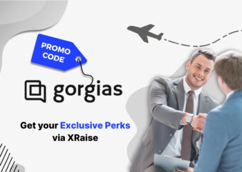 Gorgias promo code banner with two businessmen shaking hands – exclusive XRaise perks for customer support automation tools for startups in U.S. and worldwide