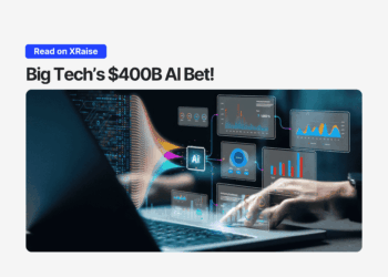 Futuristic laptop interface with glowing AI chip and data charts, symbolizing Big Tech’s $400B investment in AI infrastructure.