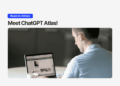 Person using a laptop with banner text “Meet ChatGPT Atlas – Read on XRaise” introducing OpenAI’s new AI browser.