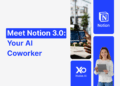 This promotional image highlights the Notion 3.0 AI Agents update, presented by XRaise.ai. It features the headline “Meet Notion 3.0: Your AI Coworker,” alongside visuals of a professional using a tablet and dashboards representing smart automation. The image captures Notion’s transformation from a writing assistant to a true AI coworker capable of executing tasks autonomously. Optimized for the keyphrase Notion 3.0 AI Agents, it complements the article’s focus on how startups can streamline productivity and automate workflows with integrated AI tools.Professional using tablet with banner text “Meet Notion 3.0: Your AI Coworker” showing Notion and XRaise.ai collaboration.