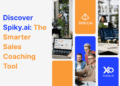 Team using laptops and analytics dashboards with banner text “Discover Spiky.ai: The Smarter Sales Coaching Tool.”