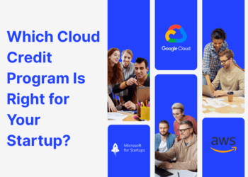 Banner comparing AWS, Google Cloud, and Microsoft for Startups credit programs for founders through XRaise.