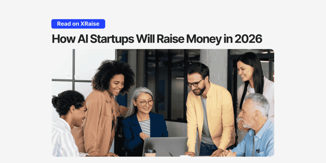 AI startup funding meeting, AI startup team around laptop