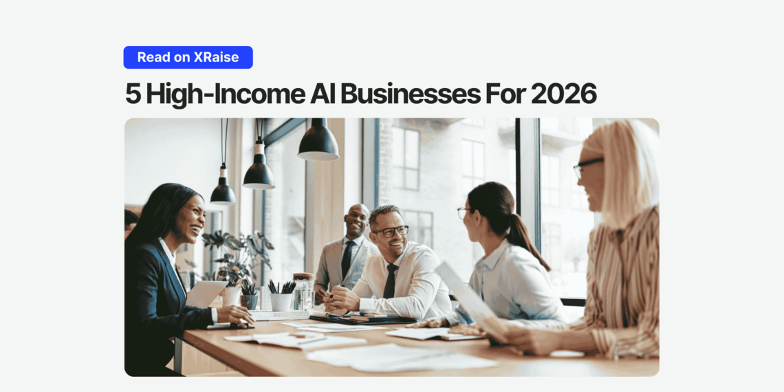 rofessionals discussing how to start an AI business in 2026 around a conference table