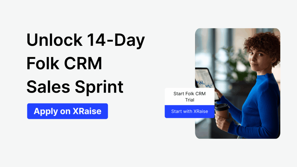 Folk CRM free trial dashboard for founder