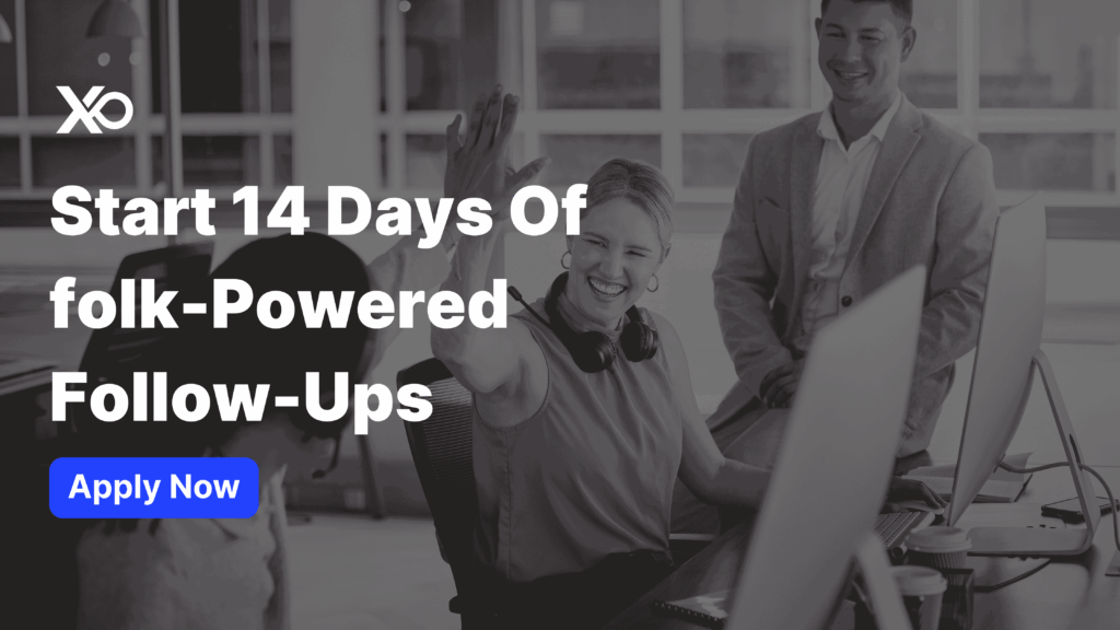 Happy sales team using folk for startups CRM during a 14-day follow-ups trial, celebrating success at their desks