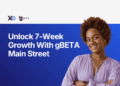 gBETA Main Street 7-week growth program banner with smiling founder