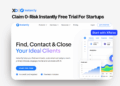 Claim 0-risk Instantly free trial for startups – banner showing Instantly’s website with “Find, Contact & Close Your Ideal Clients” and a blue “Start with XRaise” button.