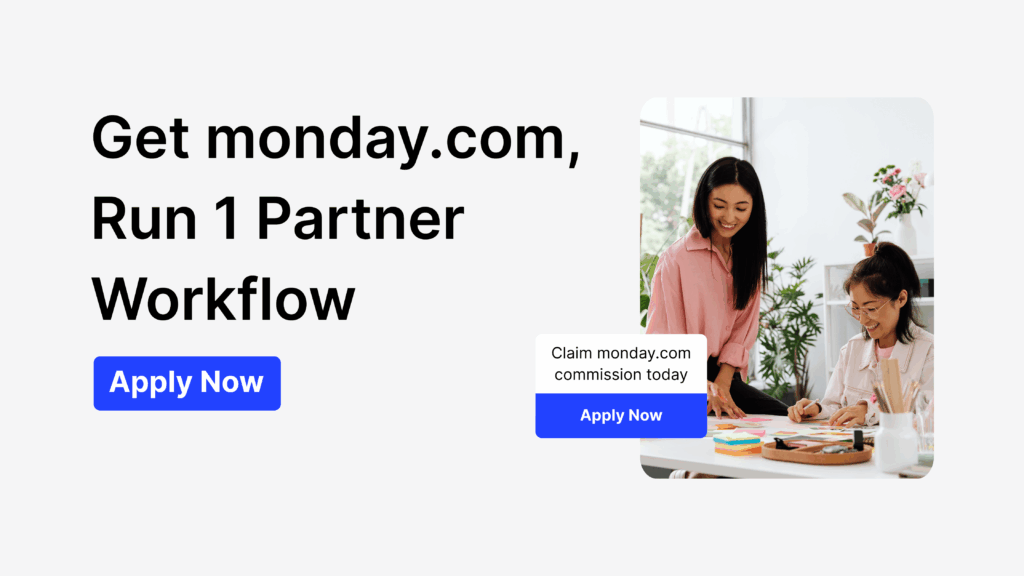 Apply for monday.com offer – apply for monday.com with two women planning workflow at desk