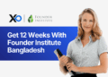 Apply to Founder Institute Bangladesh accelerator with woman founder holding notebook