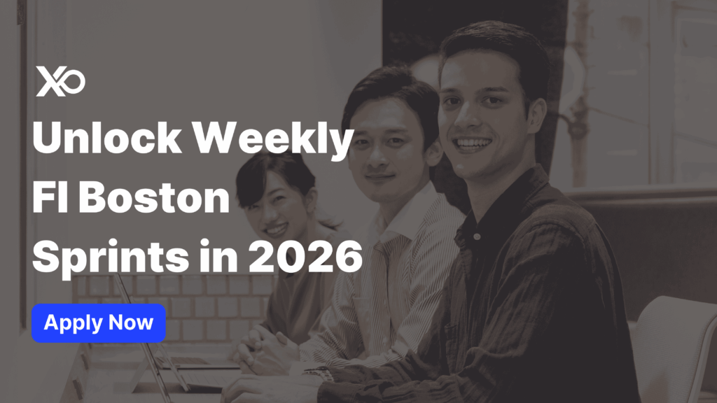 Apply to Founder’s Box accelerator – smiling founders working together in a weekly startup sprint at their laptops