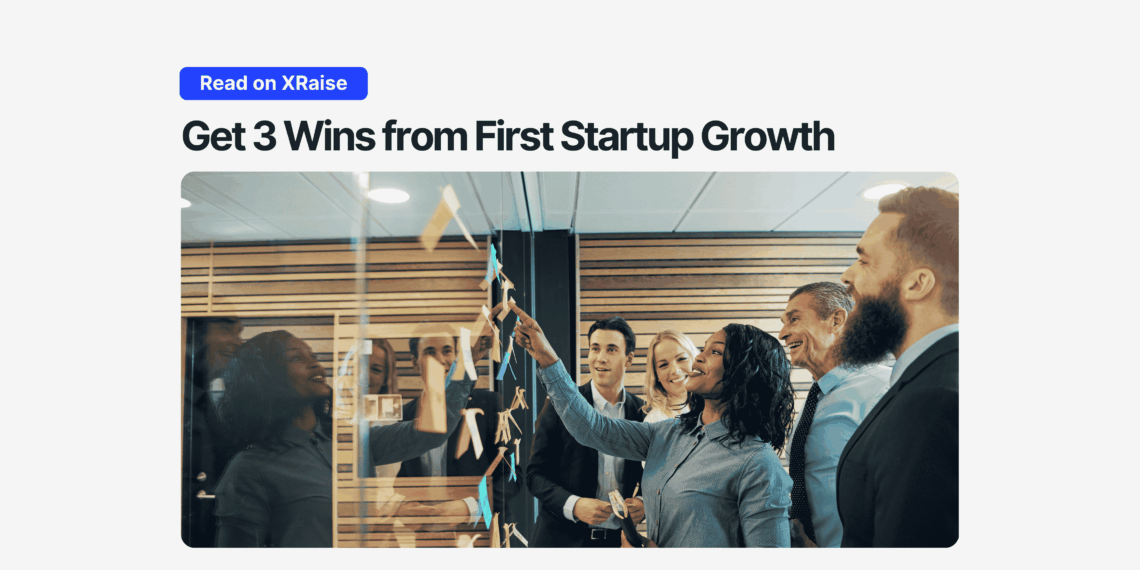 Team planning wins from First Startup Growth at a glass wall with sticky notes