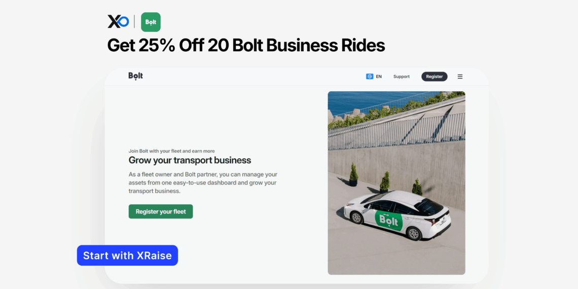 Apply for Bolt business rides, Bolt perk for startups