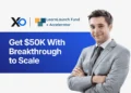Apply to Breakthrough to Scale startup founder banner showing LearnLaunch accelerator partner and $50K funding offer