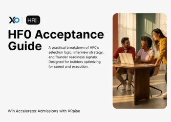 how to get into HF0 accelerator guide banner showing founders collaborating and HF0 acceptance strategy
