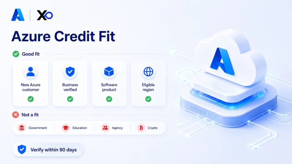 Azure fit-check banner with good-fit cards, excluded categories, verification note, and cloud platform graphic