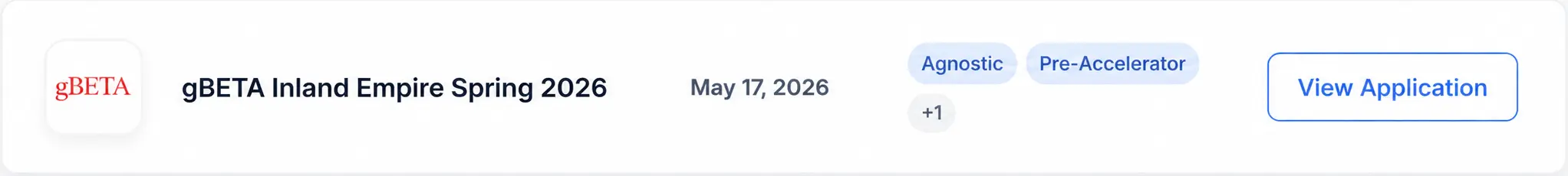 Apply to gBETA Inland Empire accelerator with Spring 2026 deadline and application CTA