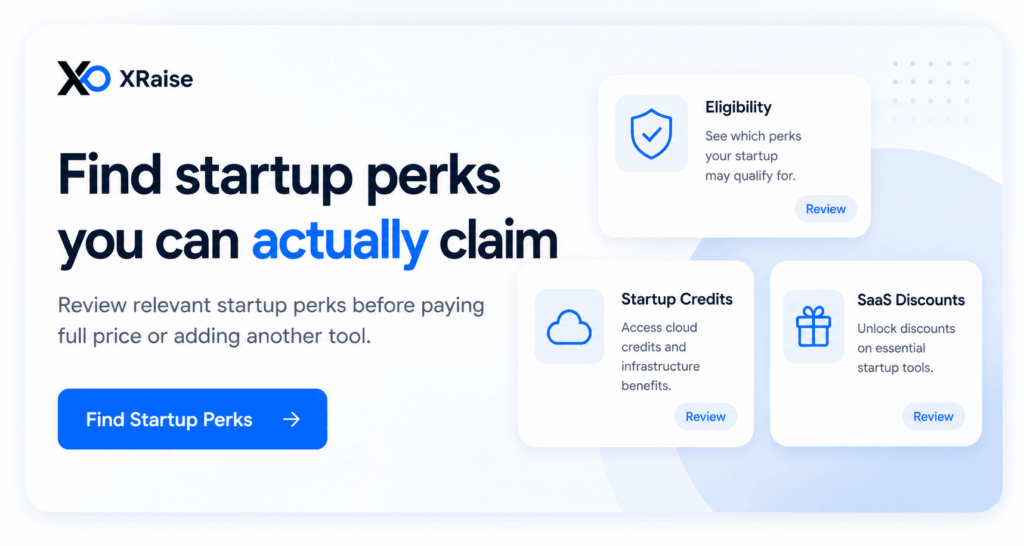  XRaise promo banner for checking startup perk eligibility