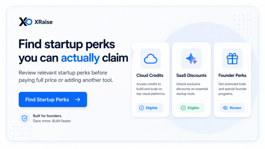 XRaise promo banner for checking startup perk eligibility