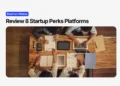Editorial review banner with Read on XRaise label, platform headline, and overhead founder workspace photo