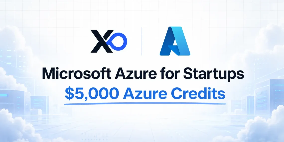 XRaise and Azure hero banner with cloud infrastructure background and $5,000 Azure credits message