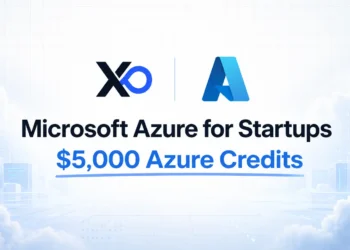 XRaise and Azure hero banner with cloud infrastructure background and $5,000 Azure credits message