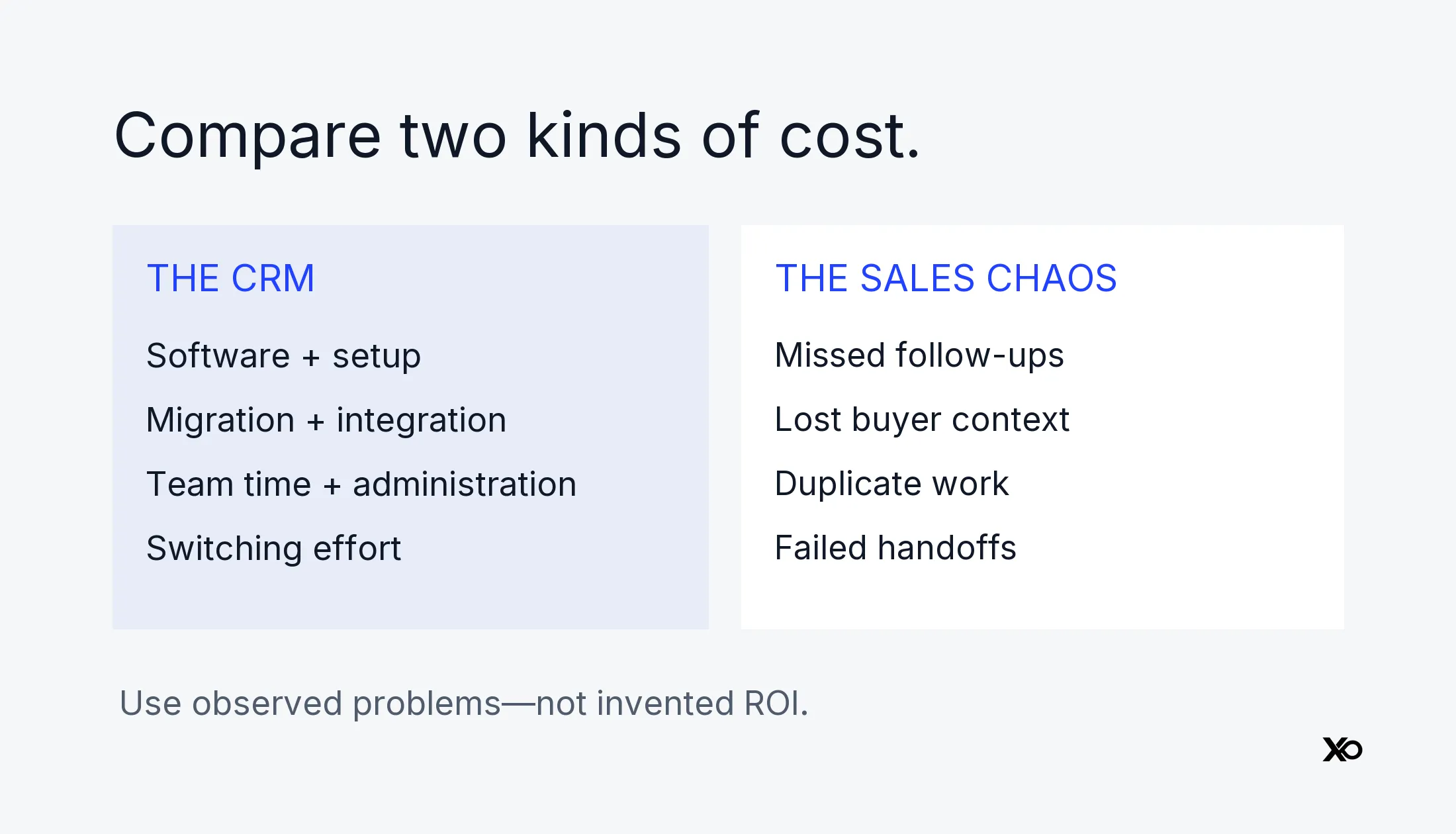 Compare two kinds of cost. XRaise founder decision guidance.